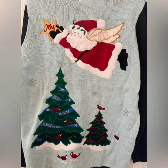 Quacker Factory North Pole Santa Workshop Christmas Sweater Cardigan NWT M *read - Picture 4 of 13